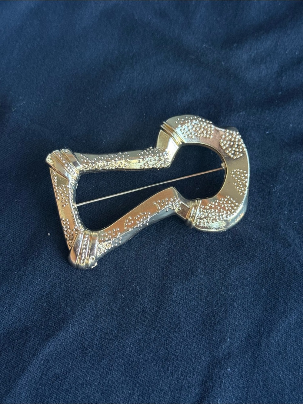 Schiaparelli Inspired light Gold tone Decorative Buckle Brooch Pin